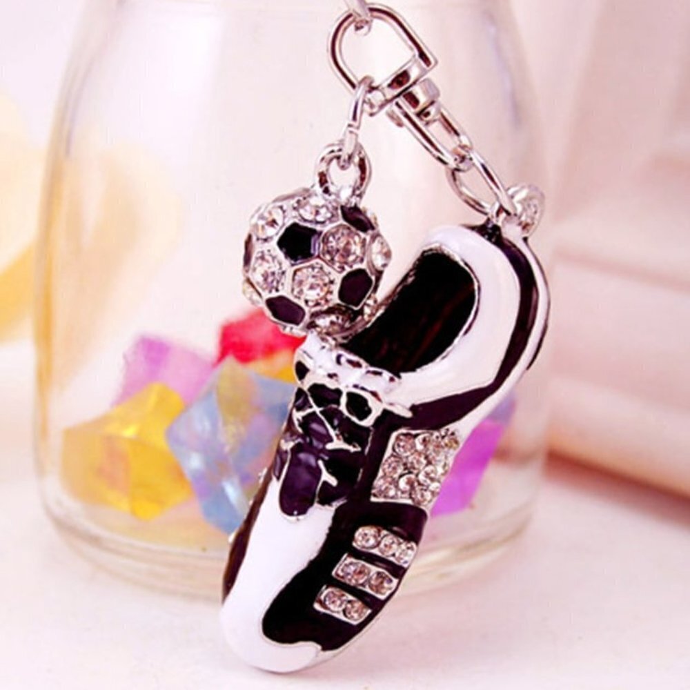 Rhinestone Soccer Shoe and Ball Key Chain